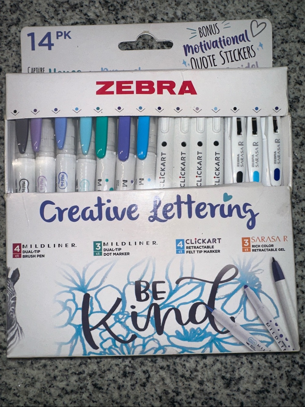 Zebra Creative Lettering Pen Set - Pastel & Blue Accents